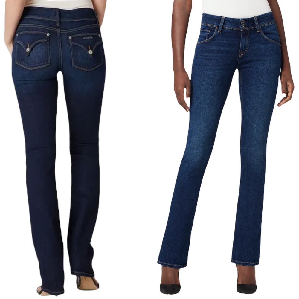 Hudson Mid rise baby Beth boot jeans indigo wash stretch Flap pocket Sz.27